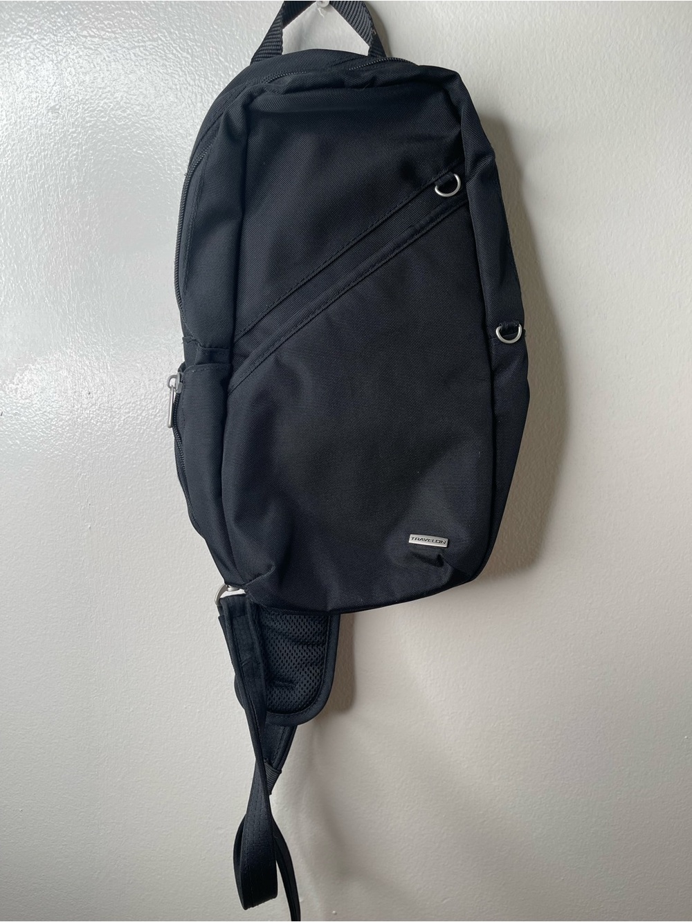 Travelon Black Crossbody Sling Bag Shoulder Backpack Travel Bag